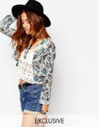 Milk It Vintage Lightweight Jacket With Lace Trim In Multi Paisley - Multi