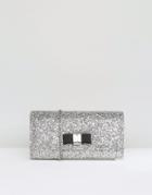 Carvela Glitter Clutch Bag With Bow - Silver