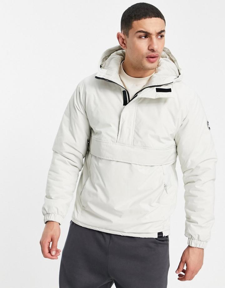 Pull & Bear Overhead Padded Jacket In Ecru-white
