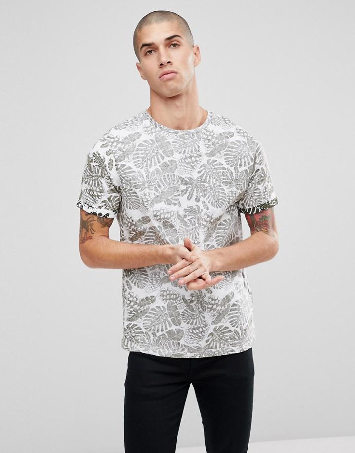 Brave Soul Fern Print T-shirt - Green