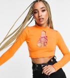 Asyou Lace Up Crop Top With Seam Detail In Orange - Part Of A Set