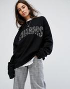 Charms Oversized Sweat With Stud Logo - Black