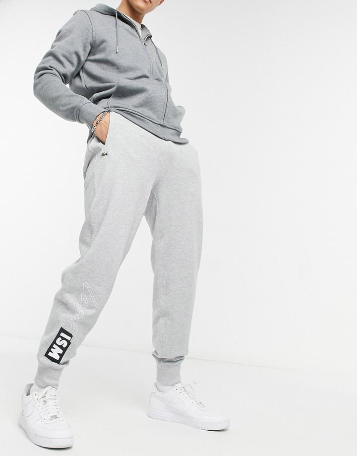 Lacoste Live Print Fleece Jogging Pants-grey