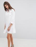 Asos Shirt Dress With Pep Hem - White