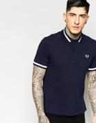 Fred Perry Laurel Wreath Polo Shirt With Single Tip In Navy - Navy