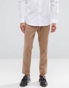 Asos Skinny Smart Pleated Trousers In Jersey - Tan