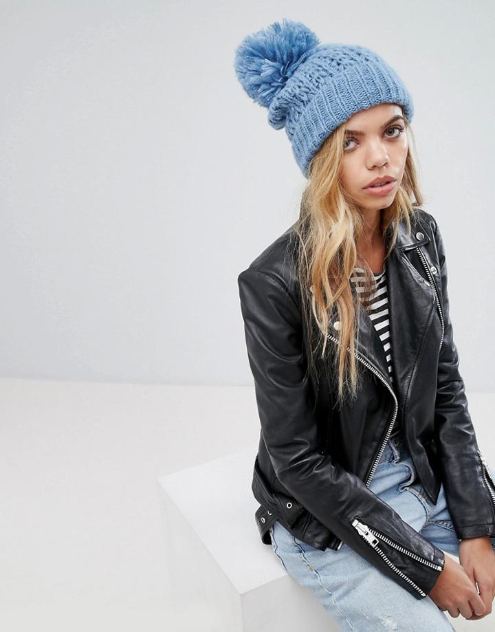 Alice Hannah Lace Stitch Beanie - Blue