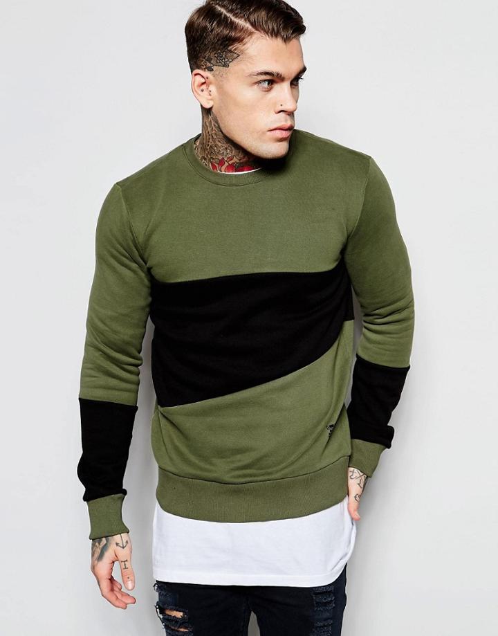 Criminal Damage Panel Sweatshirt - Green