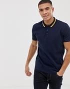 Selected Homme Polo Shirt With Tipping Collar - Navy