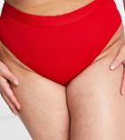 Wolf & Whistle Curve Exclusive Rib High Waist Bikini Bottom In Red