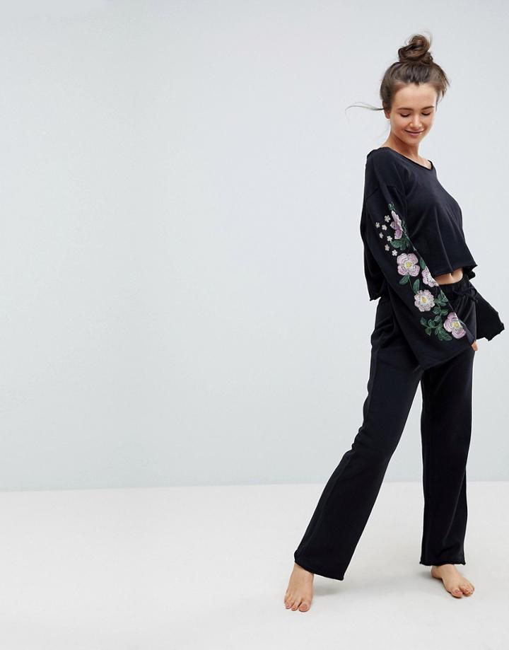 Asos Lounge Wide Leg Jogger - Black
