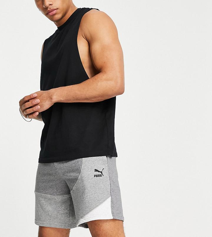 Puma Convey Logo Shorts In Multi Gray Exclusive To Asos-grey