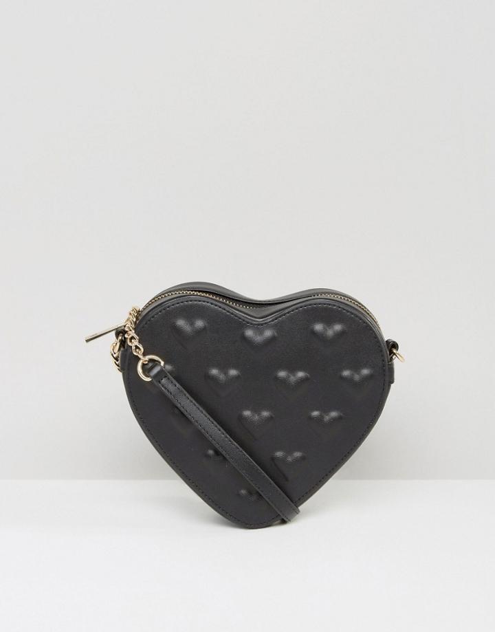 Asos Embossed Heart Cross Body Bag - Black