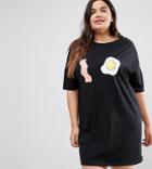 Asos Curve Eggs & Bacon Sleep Tee - Yellow