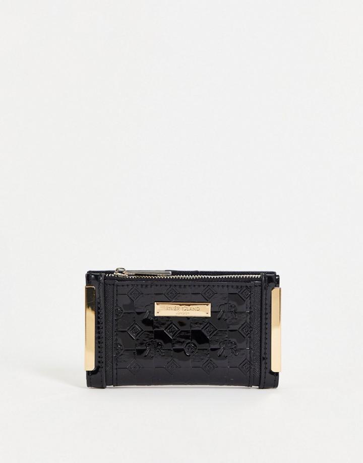 River Island Mini Embossed Patent Wallet In Black