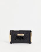 River Island Mini Embossed Patent Wallet In Black