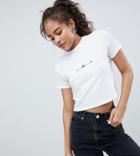 Asos Design Tall Crop T-shirt With Floral Arrow Print - White