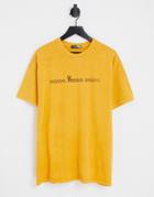 Mennace Oversized T-shirt In Dark Yellow With Lucky Lanes Print