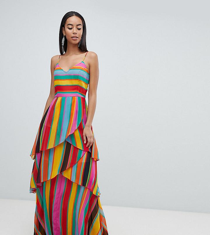 Asos Design Tall Stripe Cami Maxi Dress - Multi