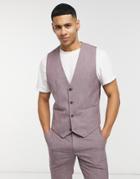 Asos Design Wedding Skinny Suit Suit Vest In Wine Crosshatch-purple
