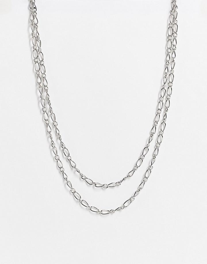 Designb London Multirow Chainlink Necklace In Silver