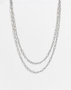 Designb London Multirow Chainlink Necklace In Silver