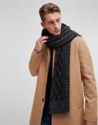 Jack & Jones Scarf In Cable Knit - Navy