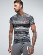 11 Degrees Logo T-shirt In Pixel Stripe - Black