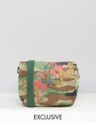 Reclaimed Vintage Camo Cross Body Bag With Dragon Patches - Multi