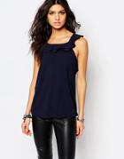Y.a.s Rea Ruffle Top - Navy Blazer