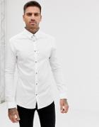 River Island Muscle Fit Smart Shirt In White - White