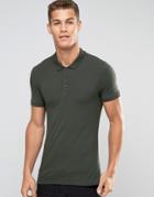 Asos Extreme Muscle Jersey Polo Shirt In Green - Green