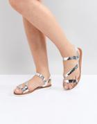 Head Over Heels By Dune Metallic Silver Flat Sandals - Silver