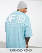 Asos Dark Future Oversized T-shirt With Logo Back Print In Aqua Blue