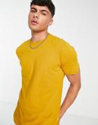 Selected Homme Cotton T-shirt In Mustard-yellow