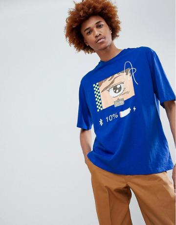 Antimatter T-shirt In Blue With Anime Eye Graphic - Blue