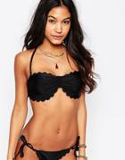 South Beach Scallop Edge Bandeau Bikini Top - Black