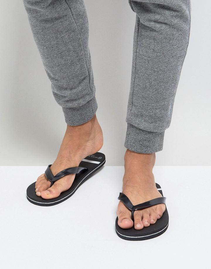 Brave Soul Stripe Flip Flops - Black