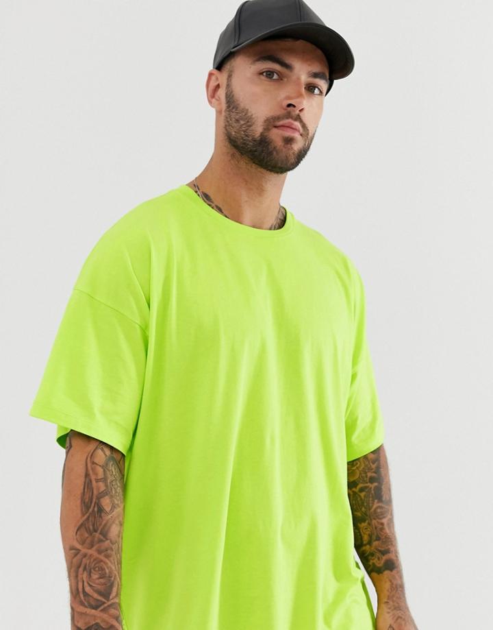 Asos Design Oversized T-shirt With Crew Neck In Bright Green - Green