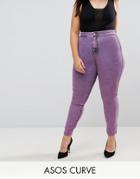 Asos Curve Rivington High Waist Denim Jeggings In Pink Acid Wash - Pink