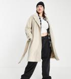 Fashion Union Plus Drop Shoulder Wrap Coat-neutral