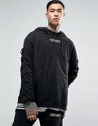 Night Addict Kingdom Hoodie With Sleeve Details - Black
