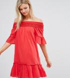 Vero Moda Tall Off The Shoulder Dress-red