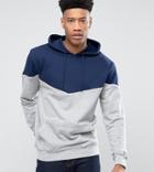 Jacamo Hoodie With Chevron Print In Navy And Gray - Gray