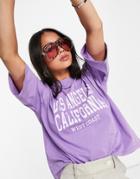 Topshop Los Angeles Collegic T-shirt In Purple