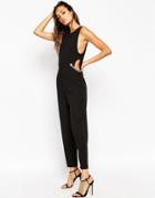 Asos Jumpsuit With Side Cut Outs And Chain Detail - Black
