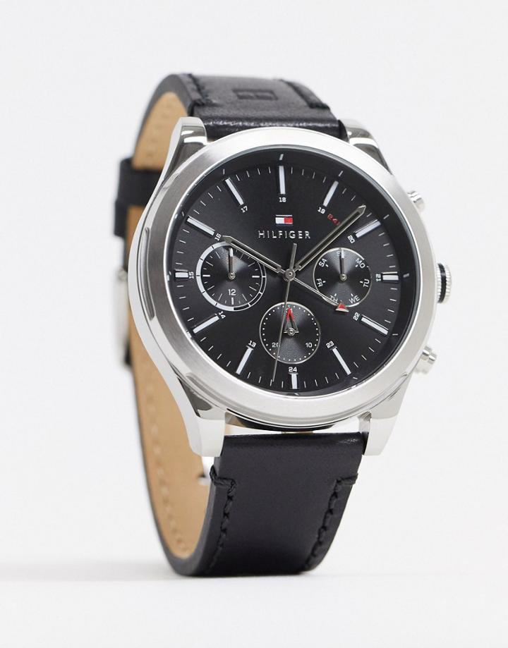 Tommy Hilfiger Sunray Black Leather Watch 1791740