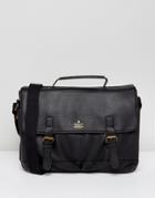 Asos Satchel In Black Faux Leather With Gold Emboss - Black