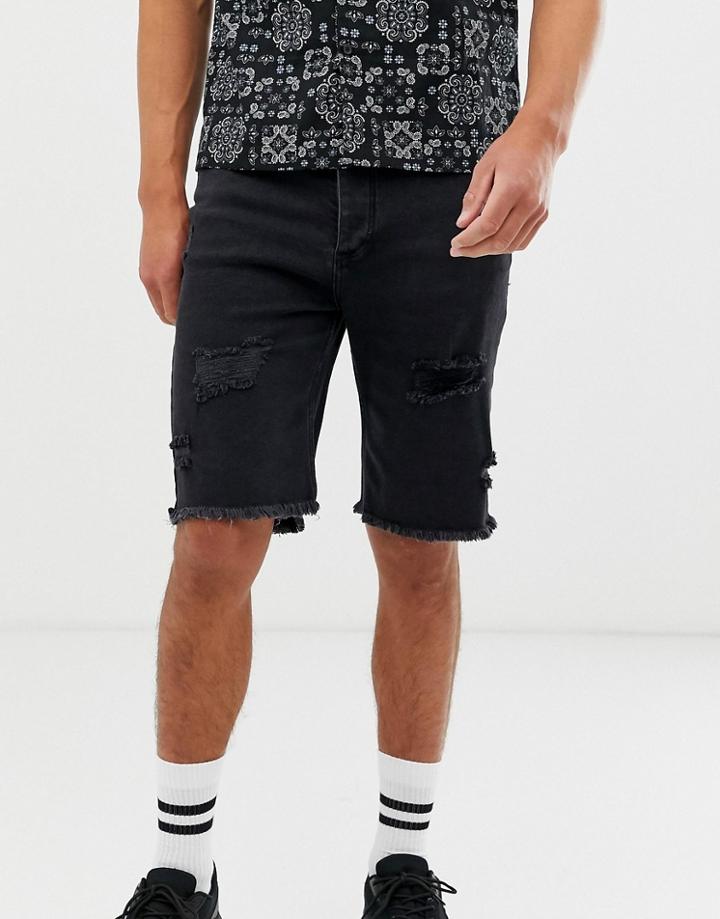 Bolongaro Trevor Raw Edge Denim Shorts-black