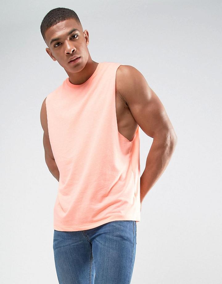 Asos Tank With Dropped Armhole In Orange - Orange